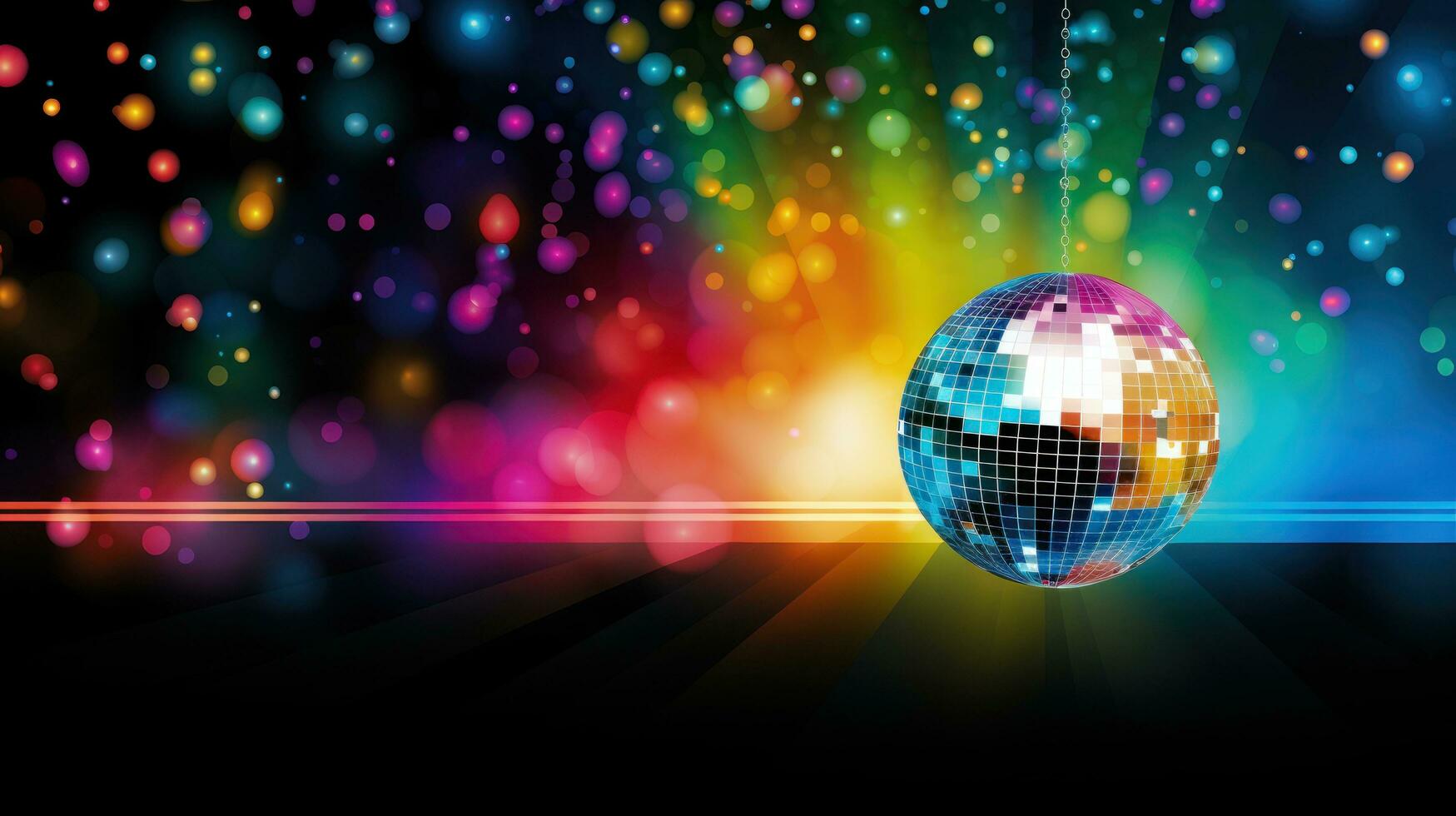 AI generated disco ball background with copy space photo