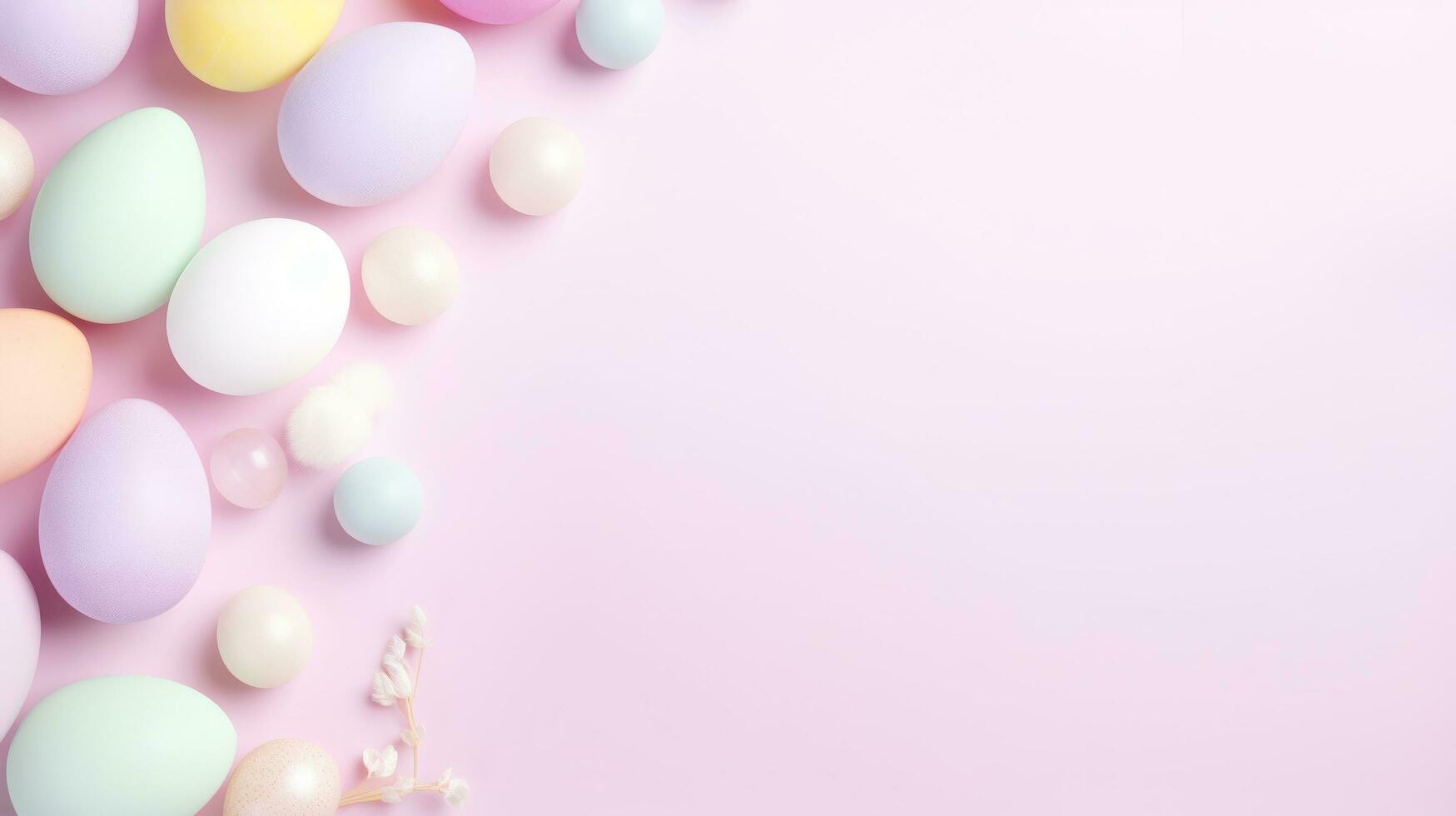 AI generated easter pastel background with copy space photo