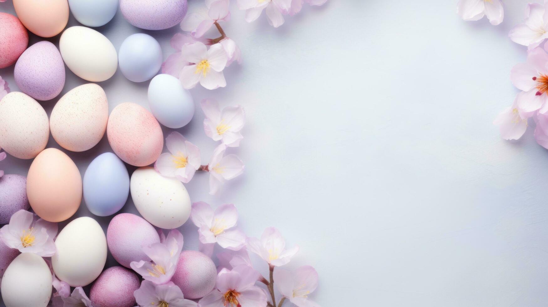 AI generated easter pastel background with copy space photo