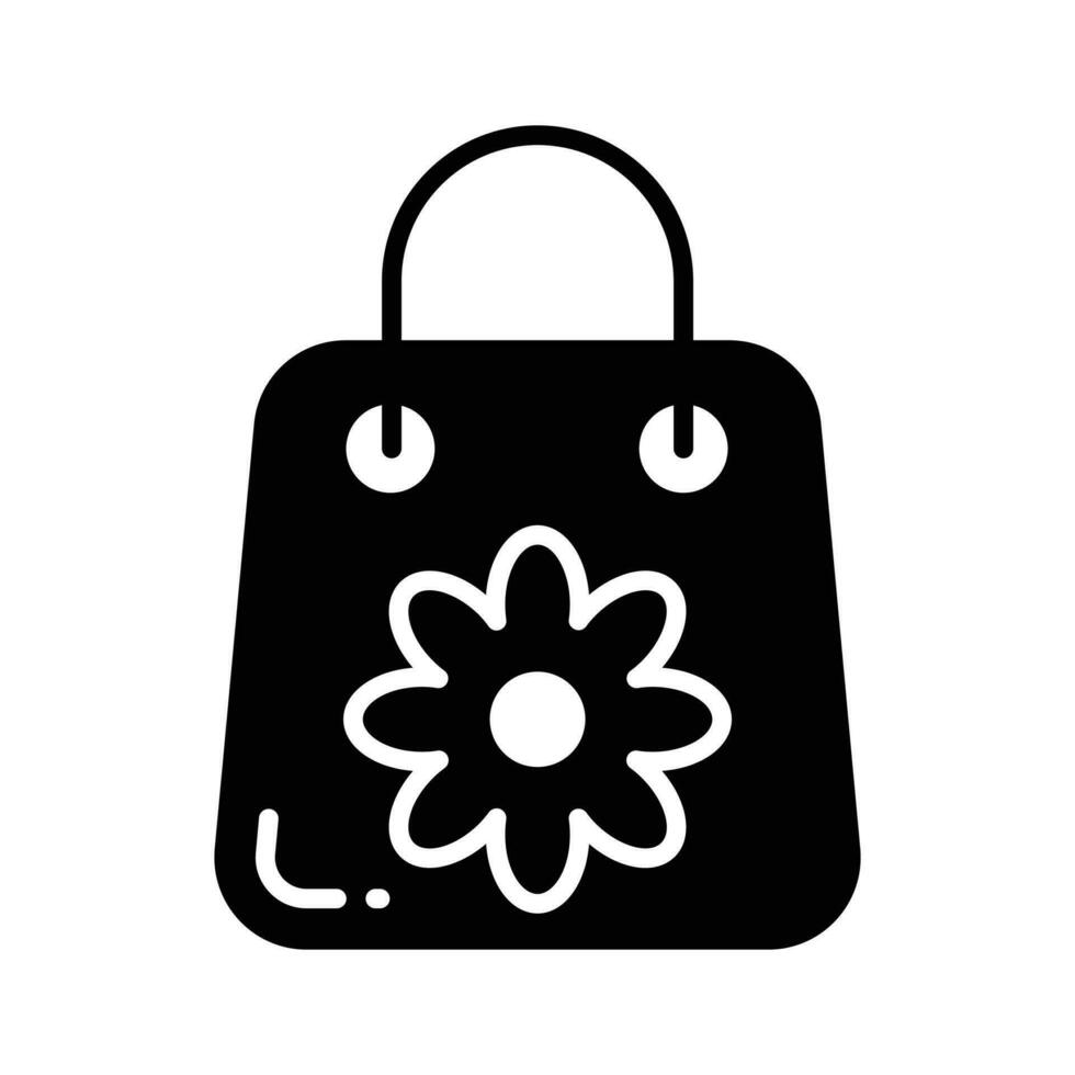 compras bolso teniendo flor concepto icono de regalo bolsa, Listo a utilizar icono vector