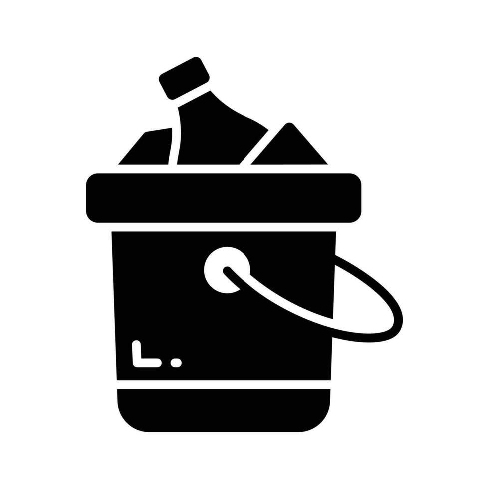 Editable icon of wine bottle bucket, beer bottles inside ice bucket vector