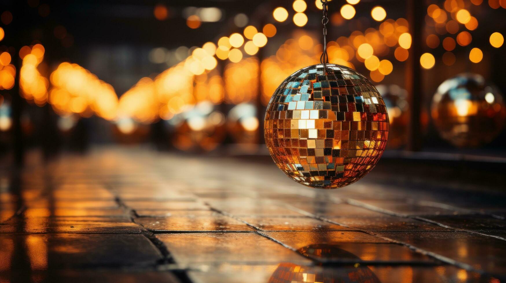 AI generated disco ball background with copy space photo