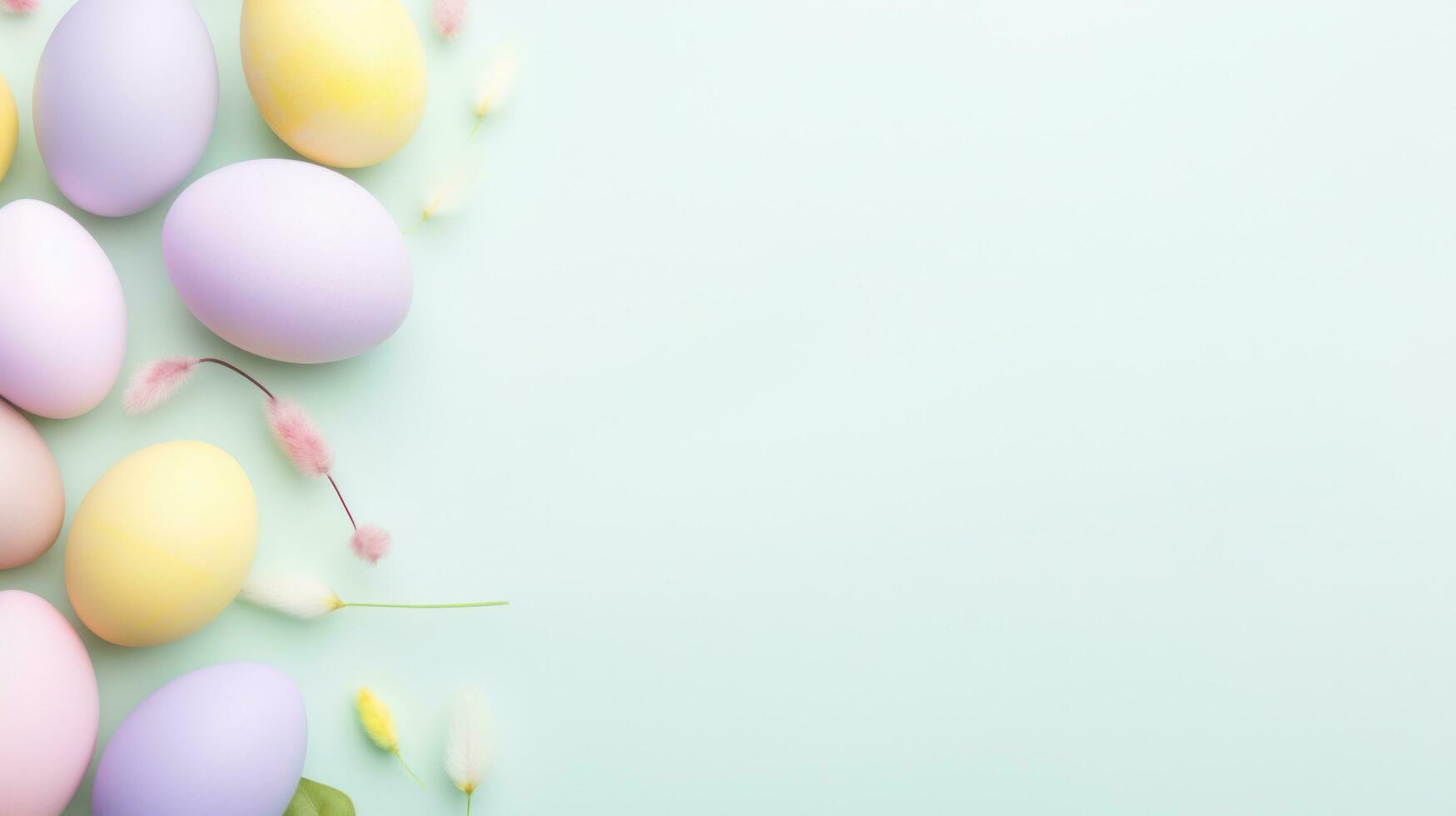 AI generated easter pastel background with copy space photo