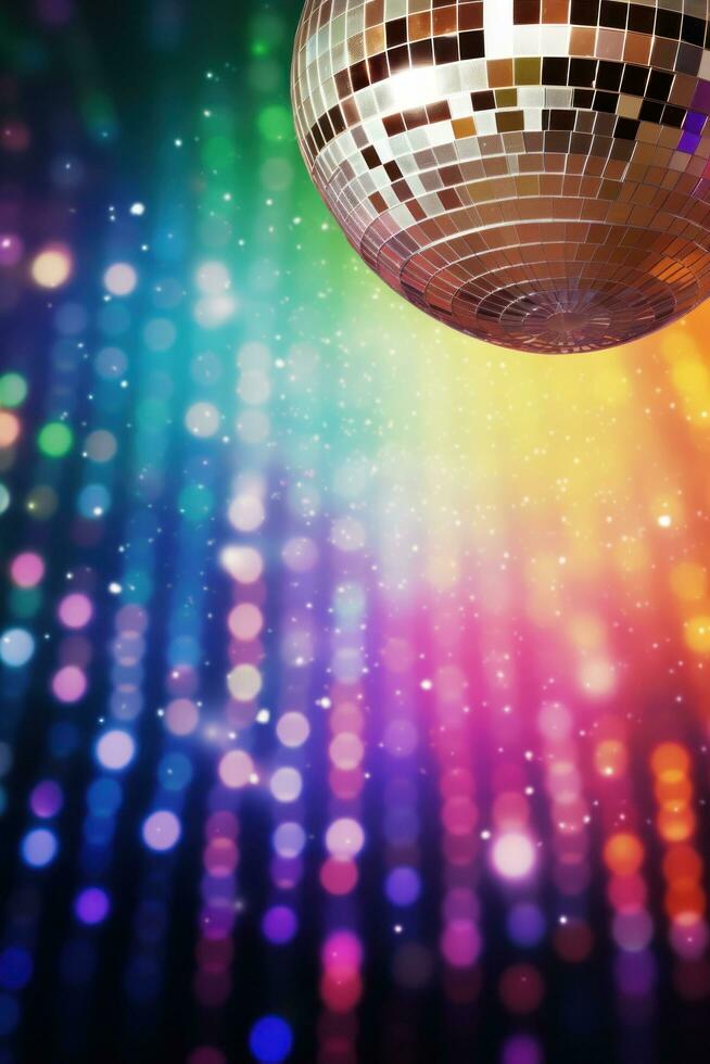 AI generated disco ball background with copy space photo