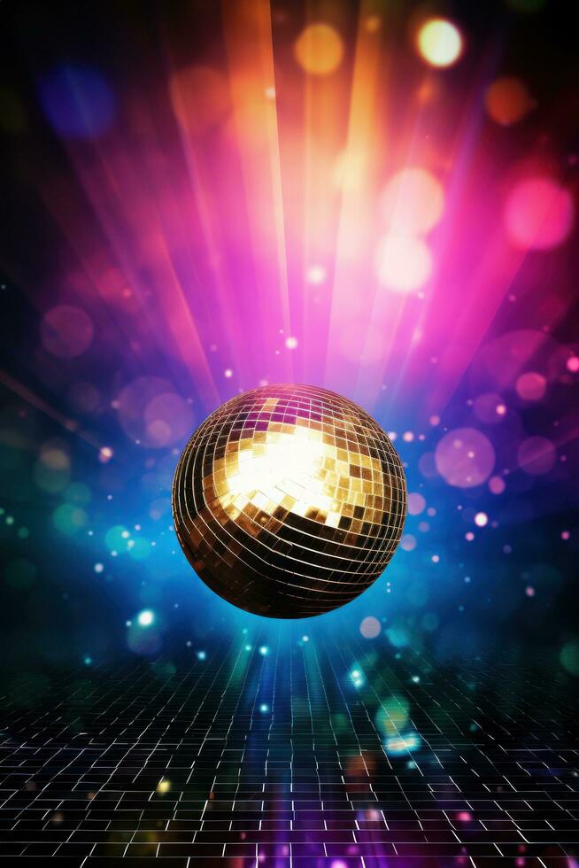 AI generated disco ball background with copy space photo