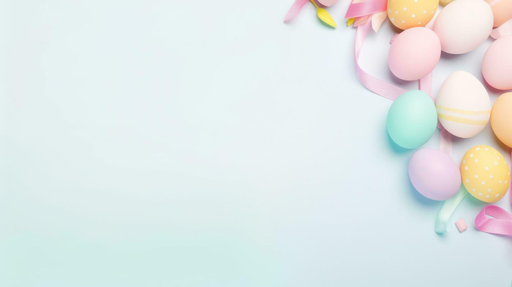 AI generated easter pastel background with copy space photo