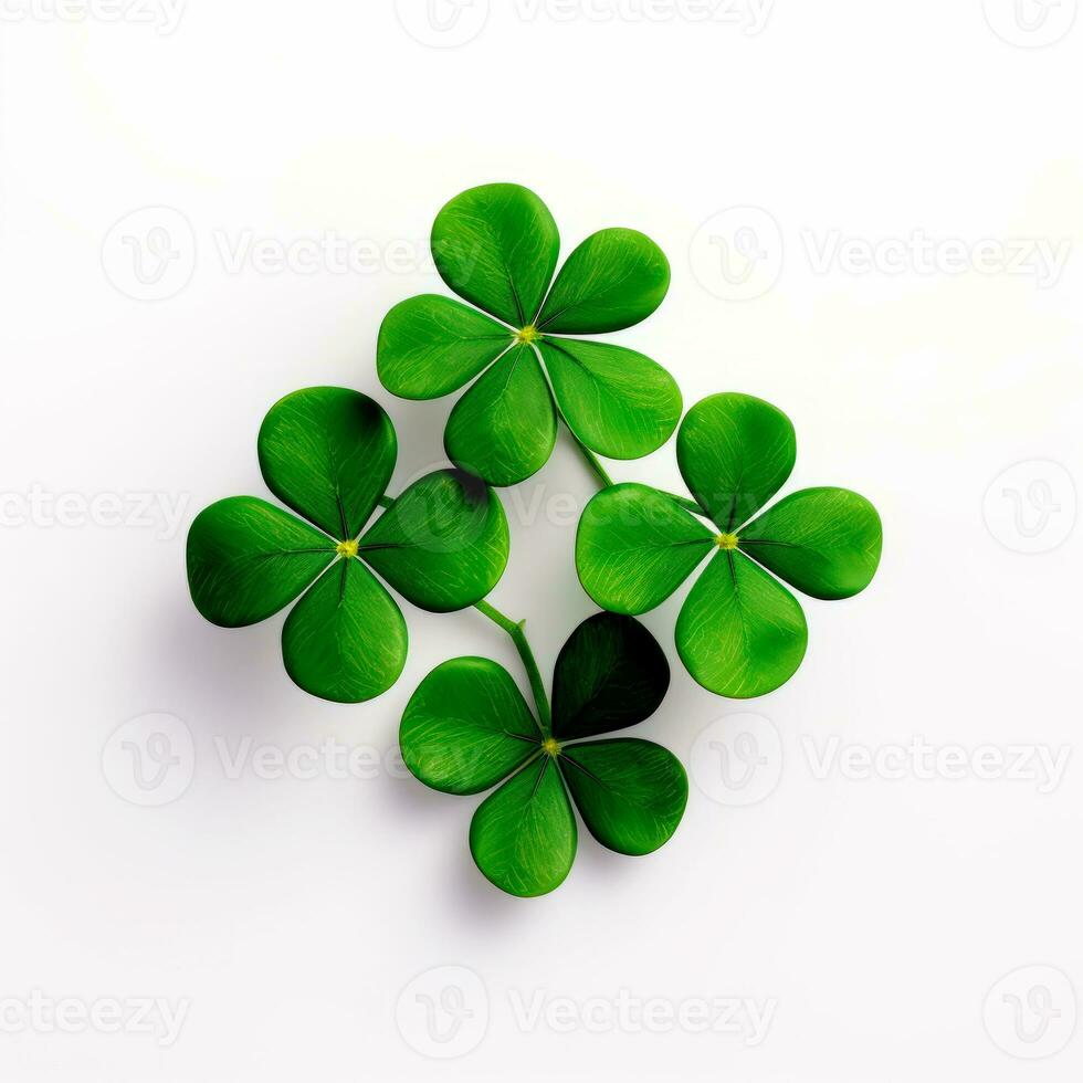 AI generated Design of shamrocks for Saint Patricks day isolated on white background for cutting out. AI Generated. photo