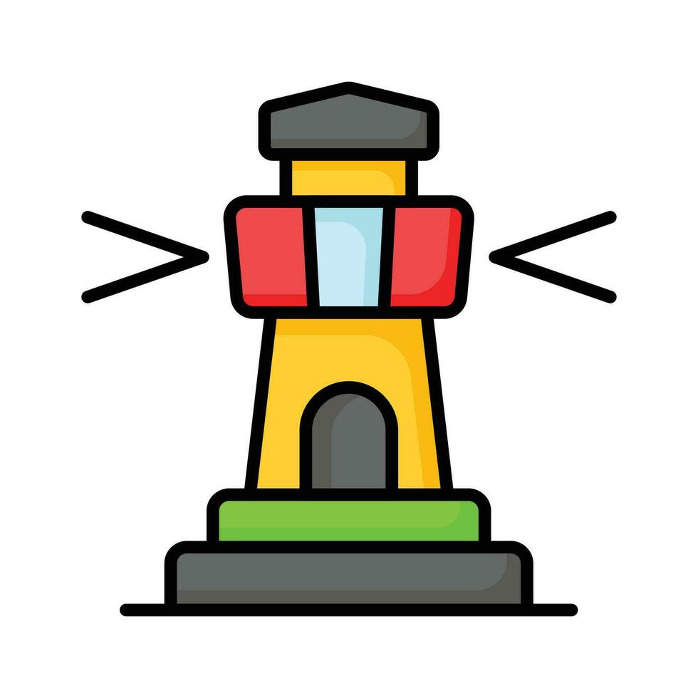 A tower containing a beacon light to warn or guide ships at sea, well designed icon of lighthouse vector