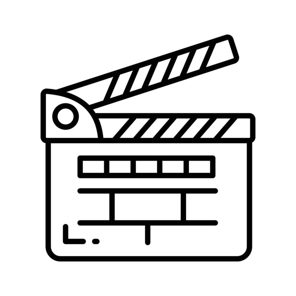 Movie clapper board, filmmaking device icon in modern style, ready to use vector