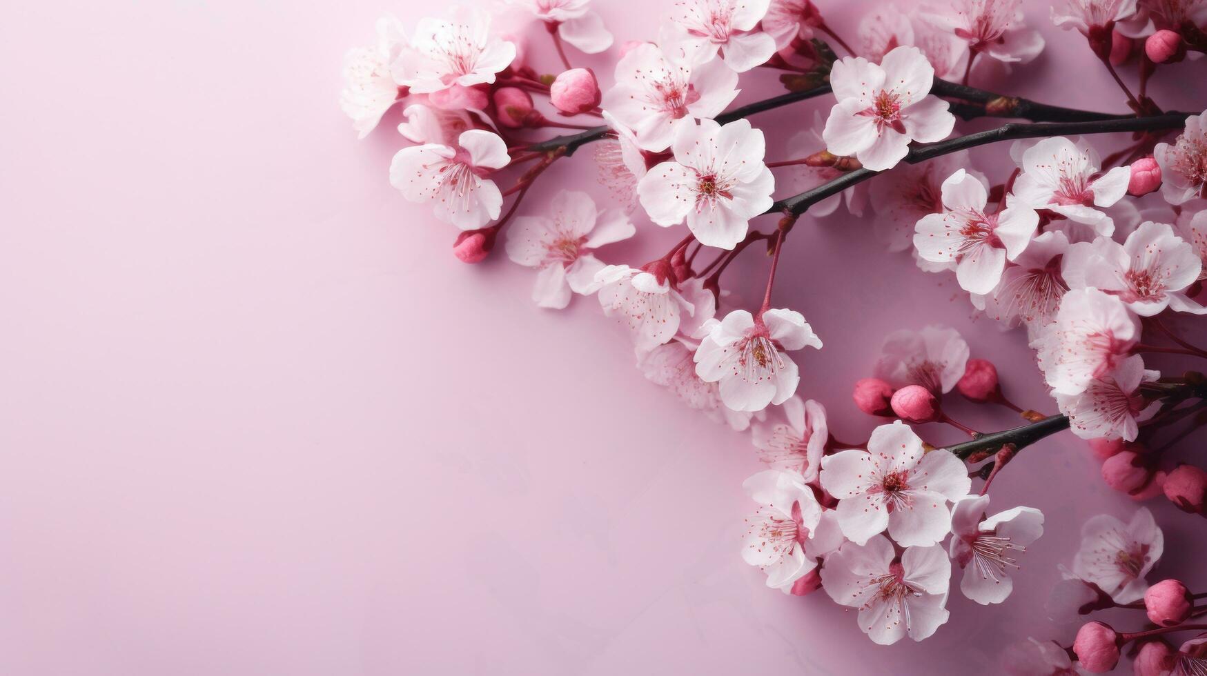 AI generated spring sakura background with copy space photo