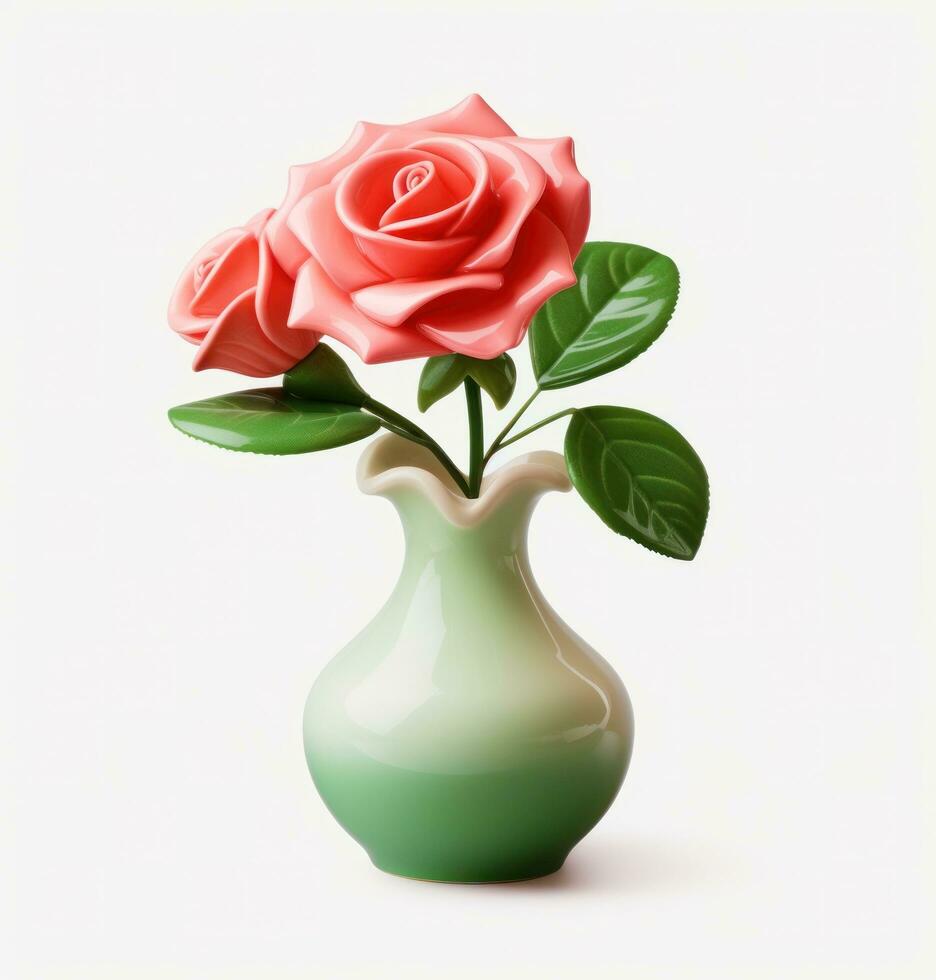 AI generated rose vase flower isolated photo