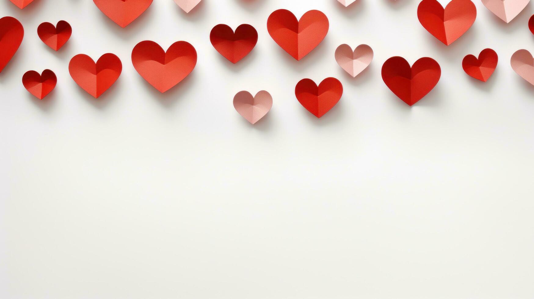 AI generated red hearts on white background with copy space photo