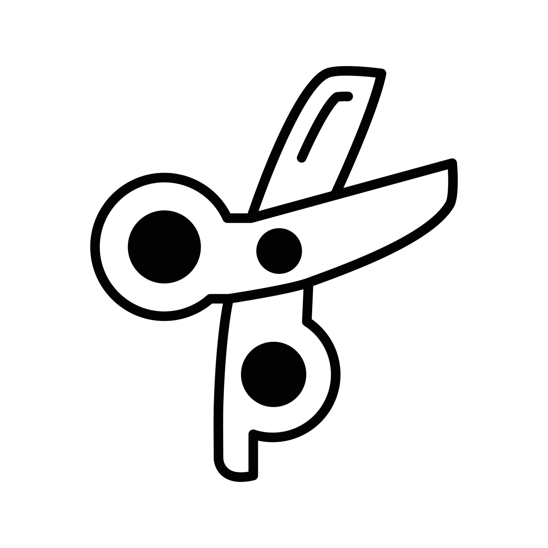 Icon of hair scissors, a pair of cutting blades, scissors