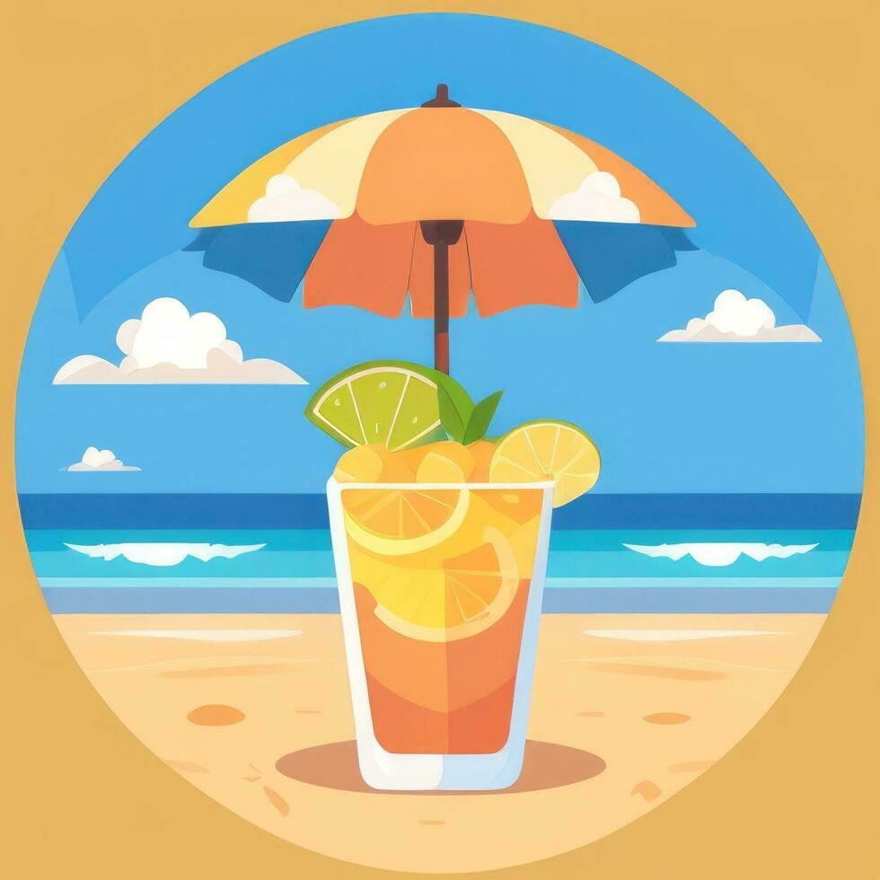 AI generated Summer Vibe Vacation Tropic Icon Clip Art Sticker Decoration Simple Background photo