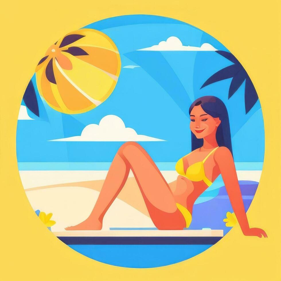 AI generated Summer Vibe Vacation Tropic Icon Clip Art Sticker Decoration Simple Background photo