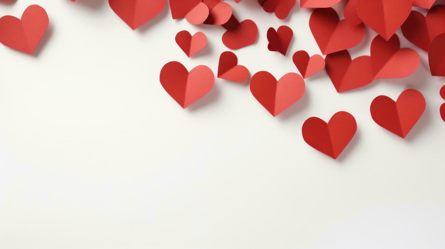 AI generated red hearts on white background with copy space photo