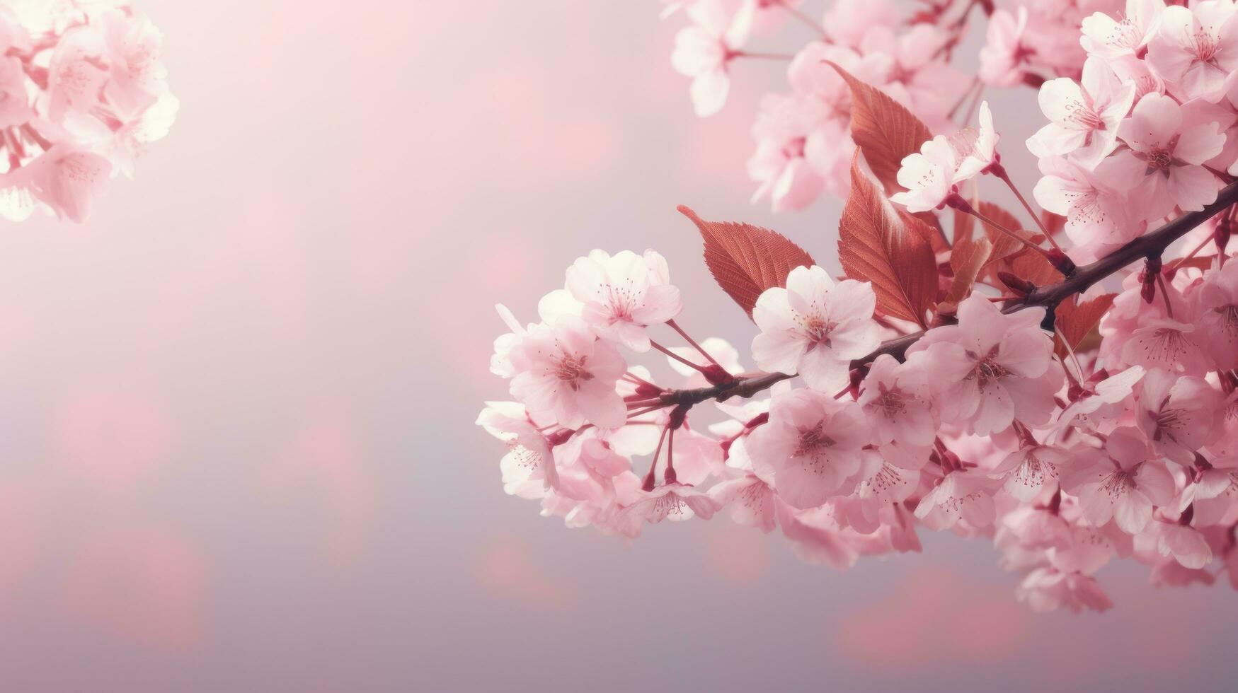 AI generated spring sakura background with copy space photo