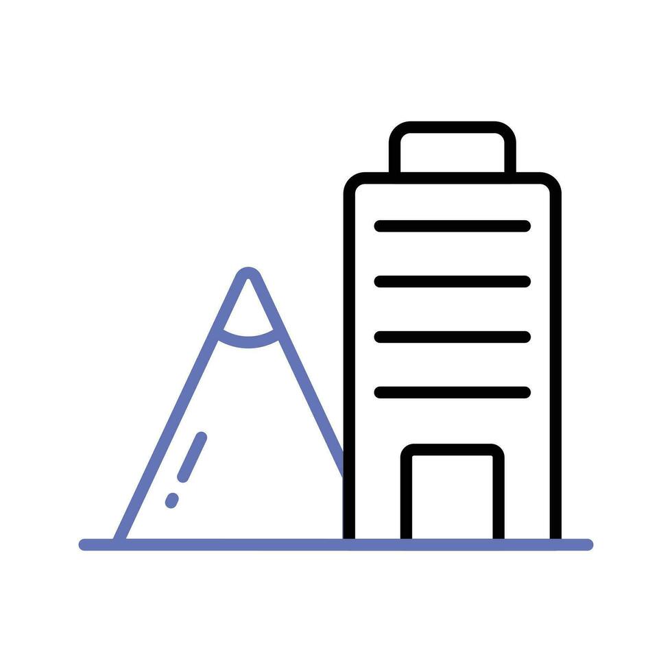 Architectural building design in mountain area, concept icon of building vector