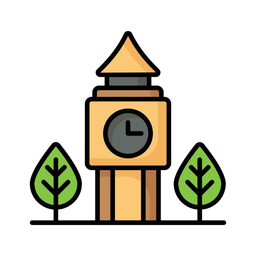 un icono de reloj torre en moderno diseño estilo, aislado en blanco antecedentes vector