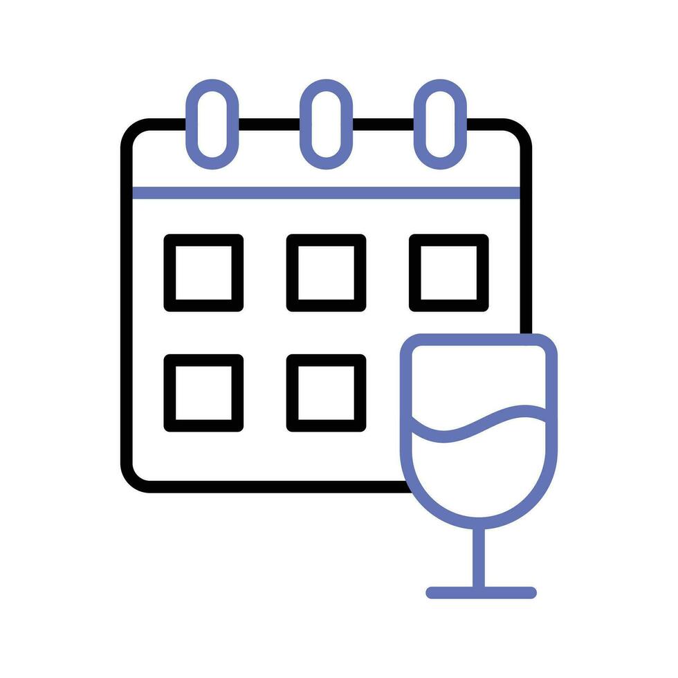 Calendar with drink glass showing concept icon of annual event vector design