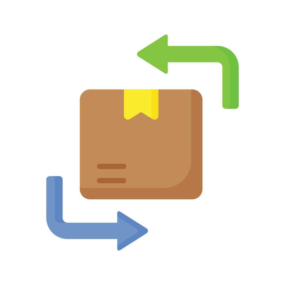 an icon with dispatched package and opposite direction arrows showing concept icon of reorder vector