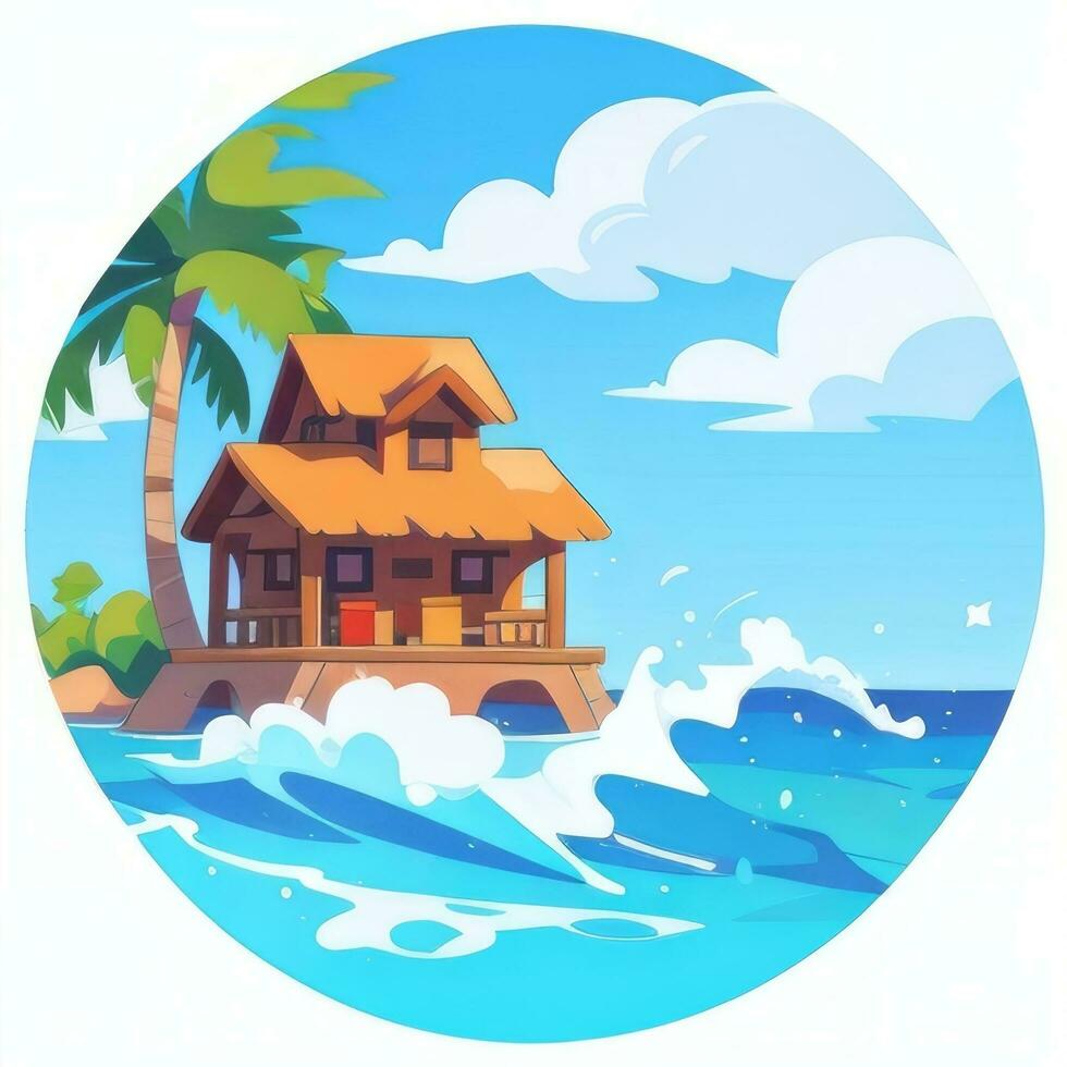 AI generated Summer Vibe Vacation Tropic Icon Clip Art Sticker Decoration Simple Background photo