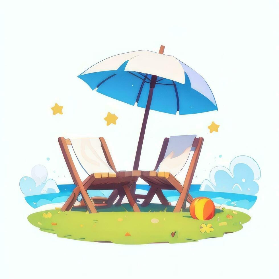 AI generated Summer Vibe Vacation Tropic Icon Clip Art Sticker Decoration Simple Background photo