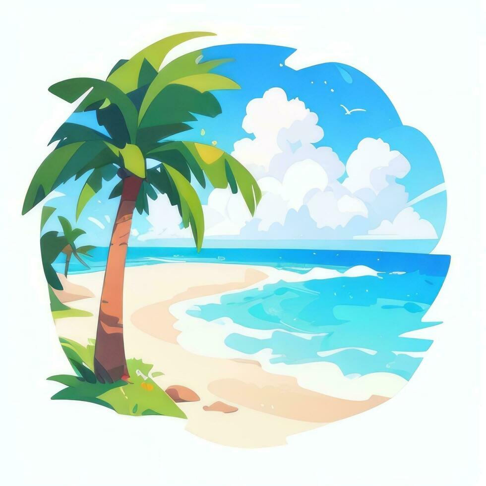 AI generated Summer Vibe Vacation Tropic Icon Clip Art Sticker Decoration Simple Background photo