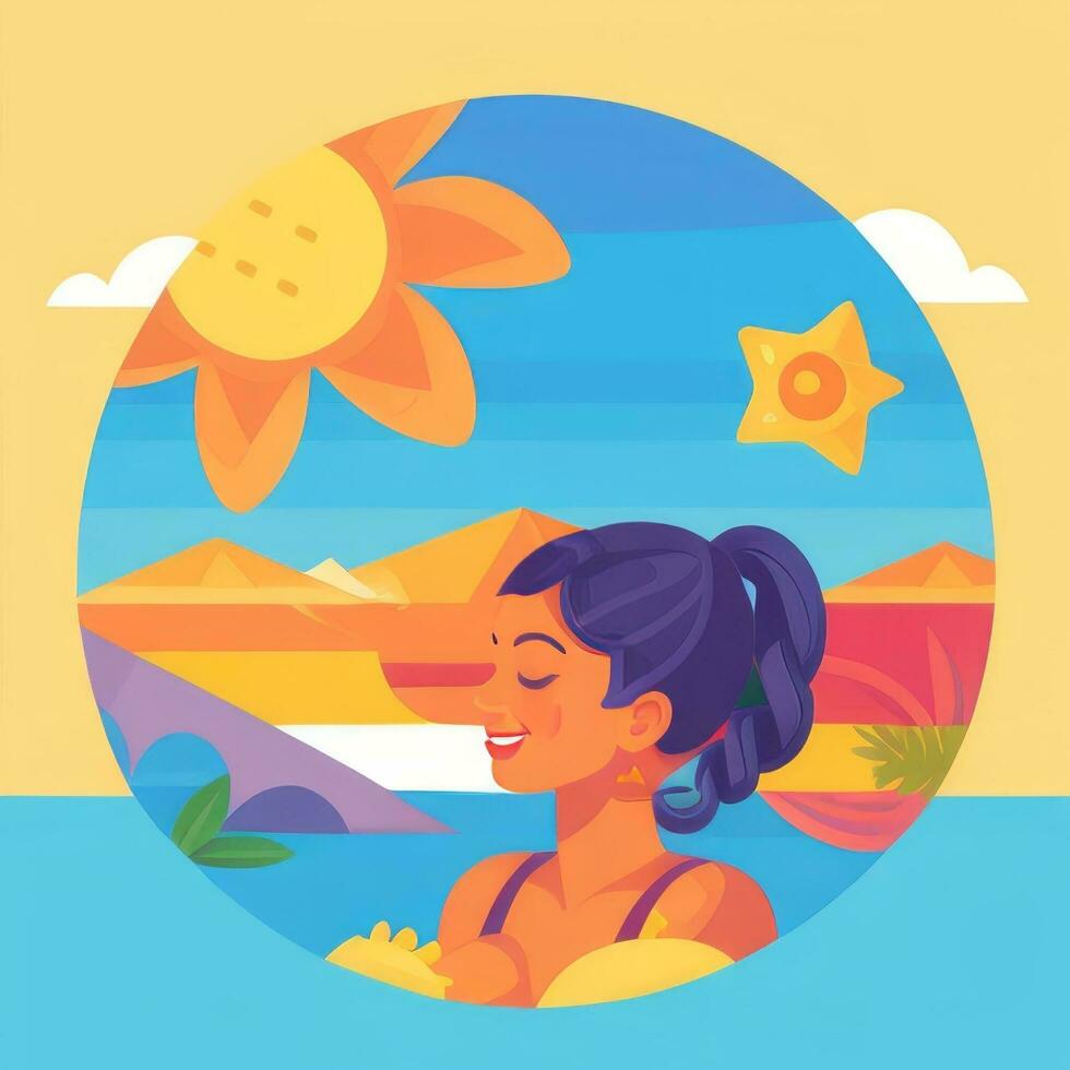 AI generated Summer Vibe Vacation Tropic Icon Clip Art Sticker Decoration Simple Background photo