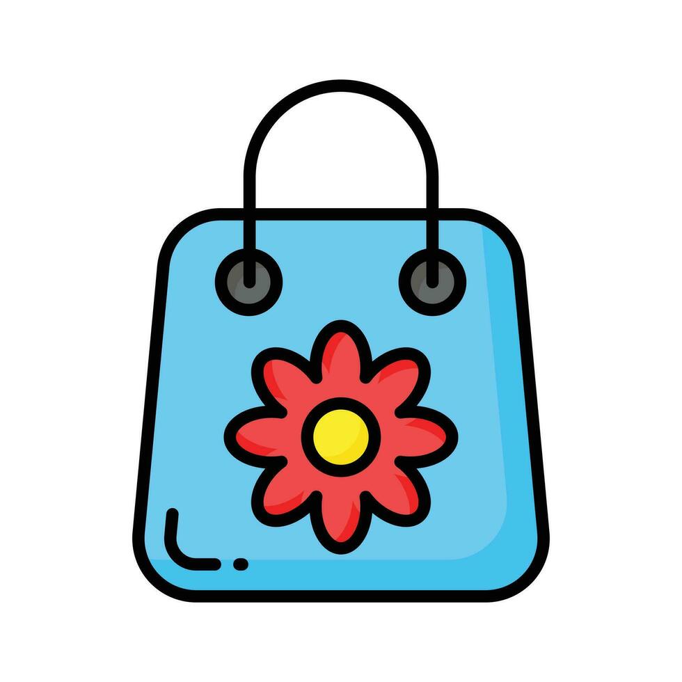 compras bolso teniendo flor concepto icono de regalo bolsa, Listo a utilizar icono vector