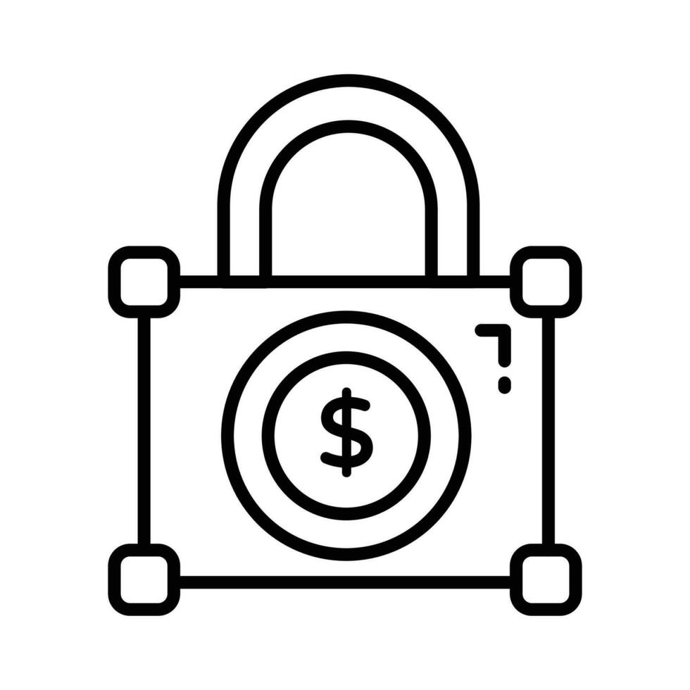 Dollar coin inside padlock showing concept icon of secure payment, financial protection vector
