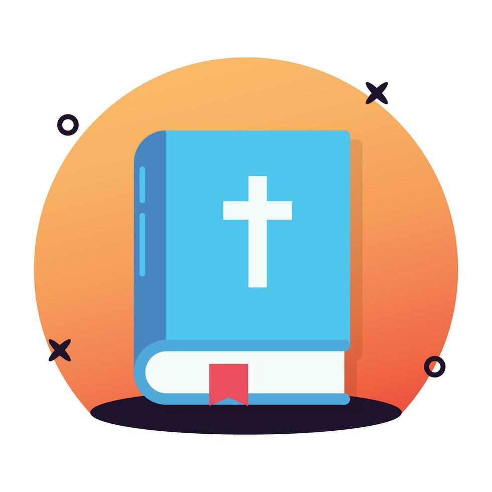 Plus sign on a book depicting concept flat icon of holy book, religious book vector design