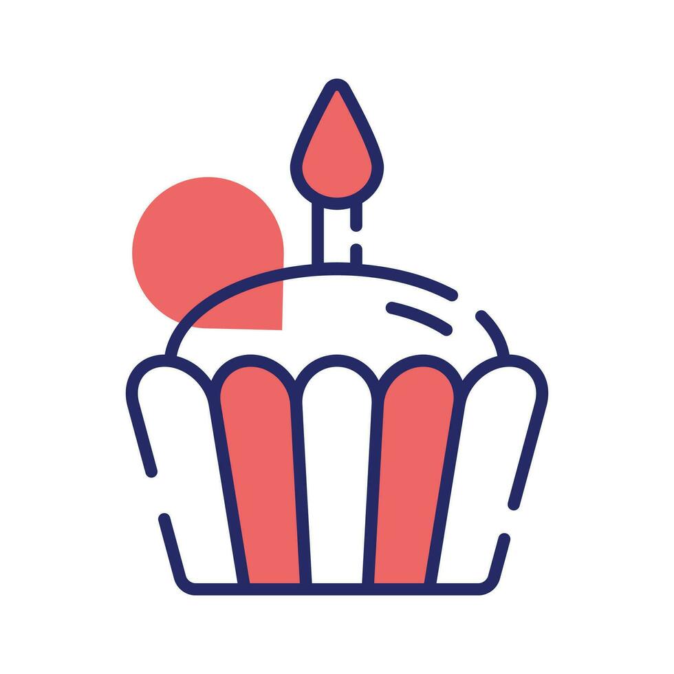 Grab this carefully crafted icon of cupcake, small cupcake with candle on it, birthday cake vector design