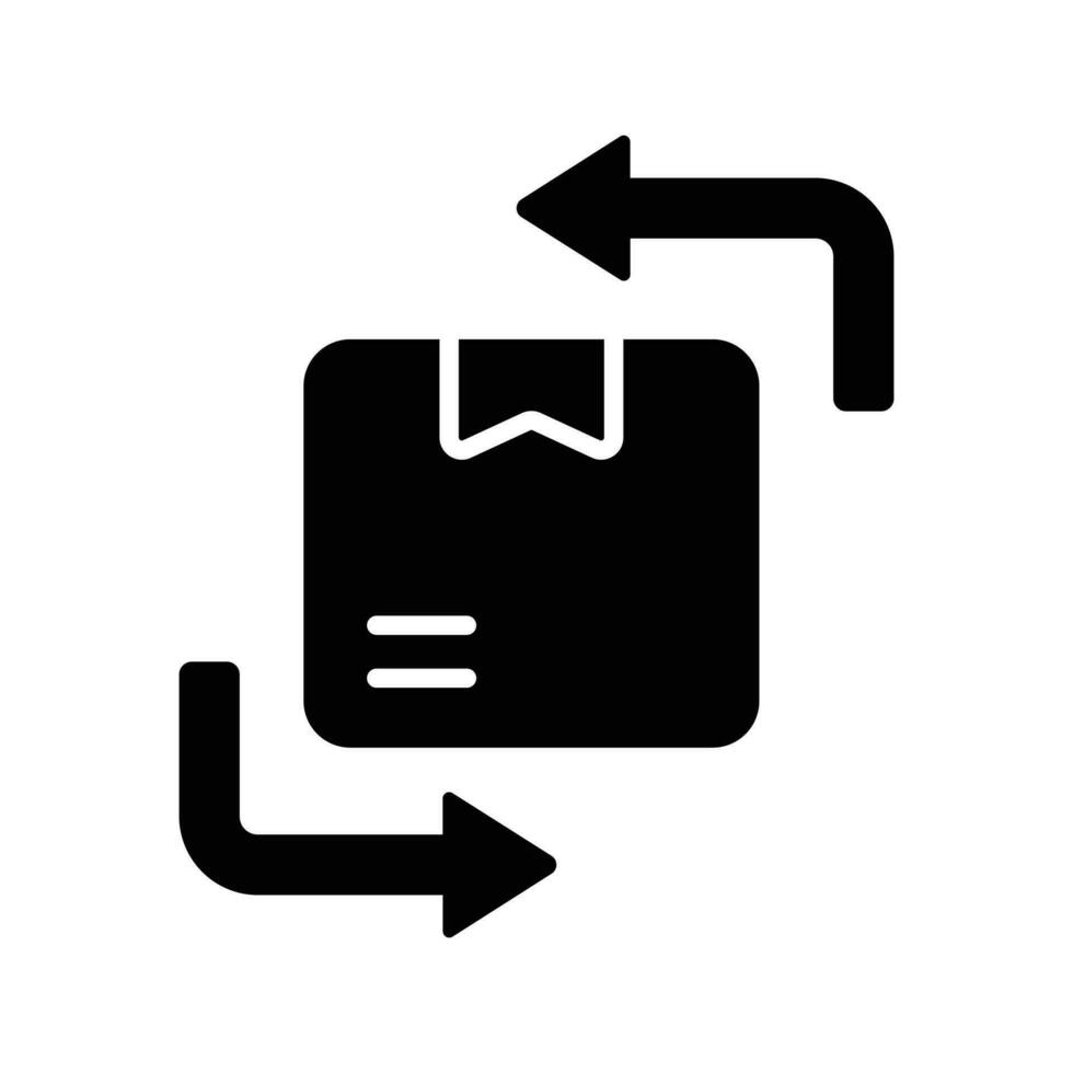 an icon with dispatched package and opposite direction arrows showing concept icon of reorder vector