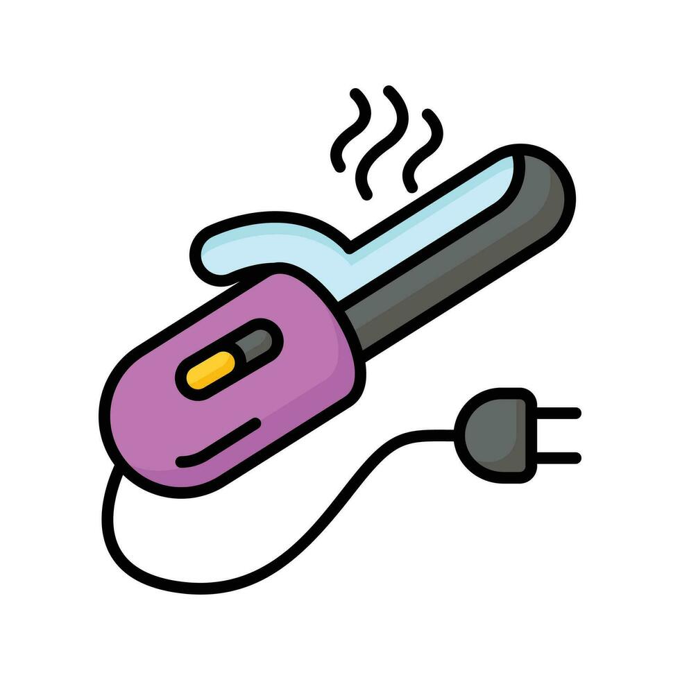 Professional hair styling, curling iron vector design, icon of hair curler