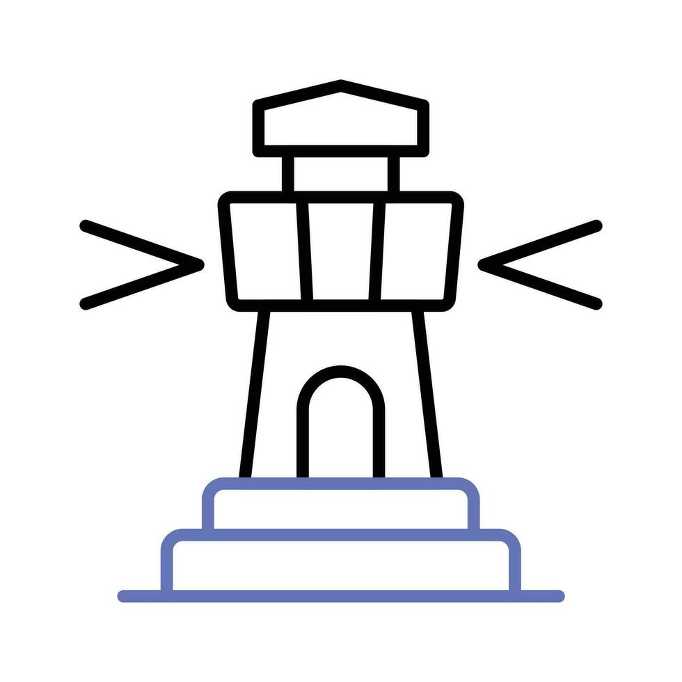 A tower containing a beacon light to warn or guide ships at sea, well designed icon of lighthouse vector