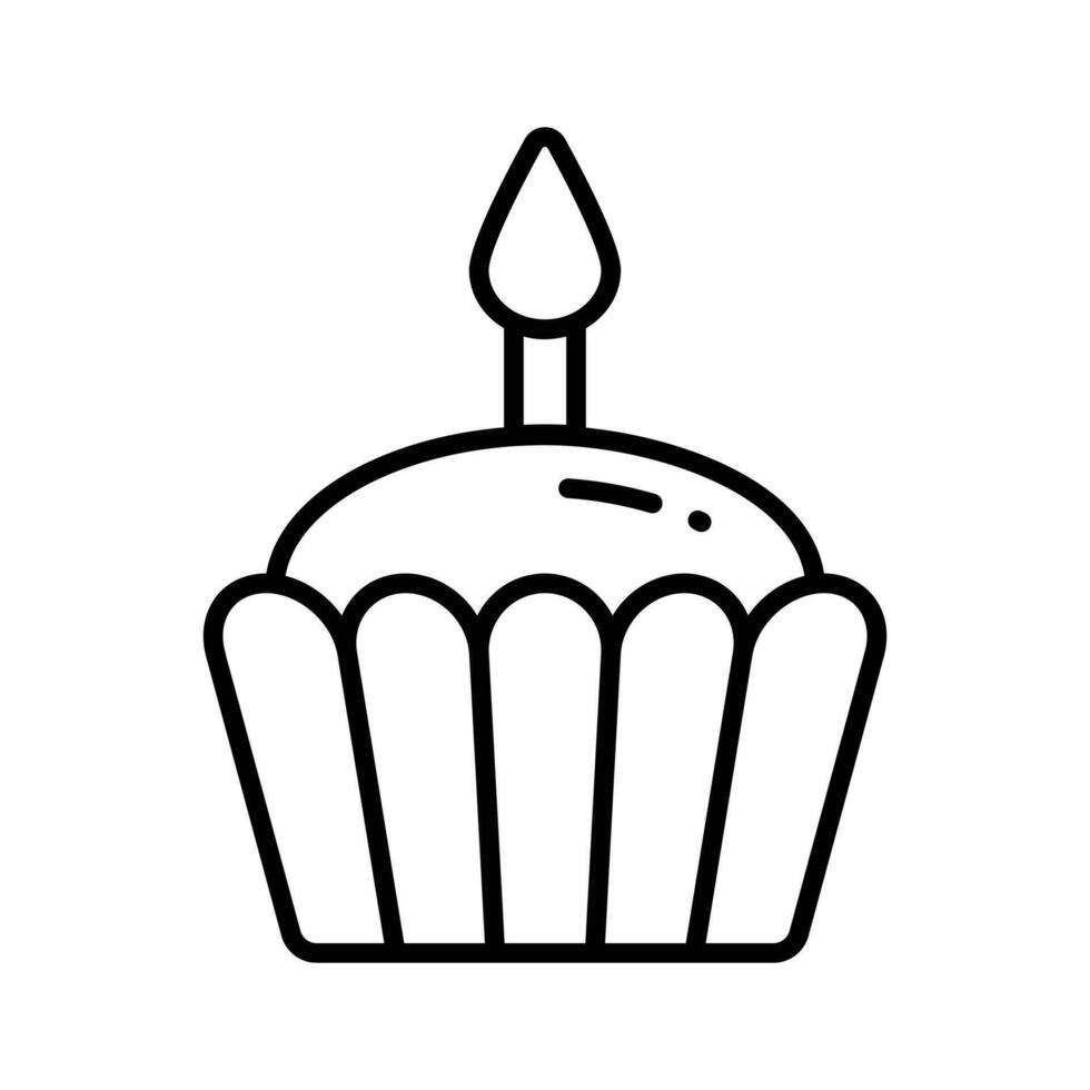 agarrar esta cuidadosamente hecho a mano icono de magdalena, pequeño magdalena con vela en él, cumpleaños pastel vector diseño