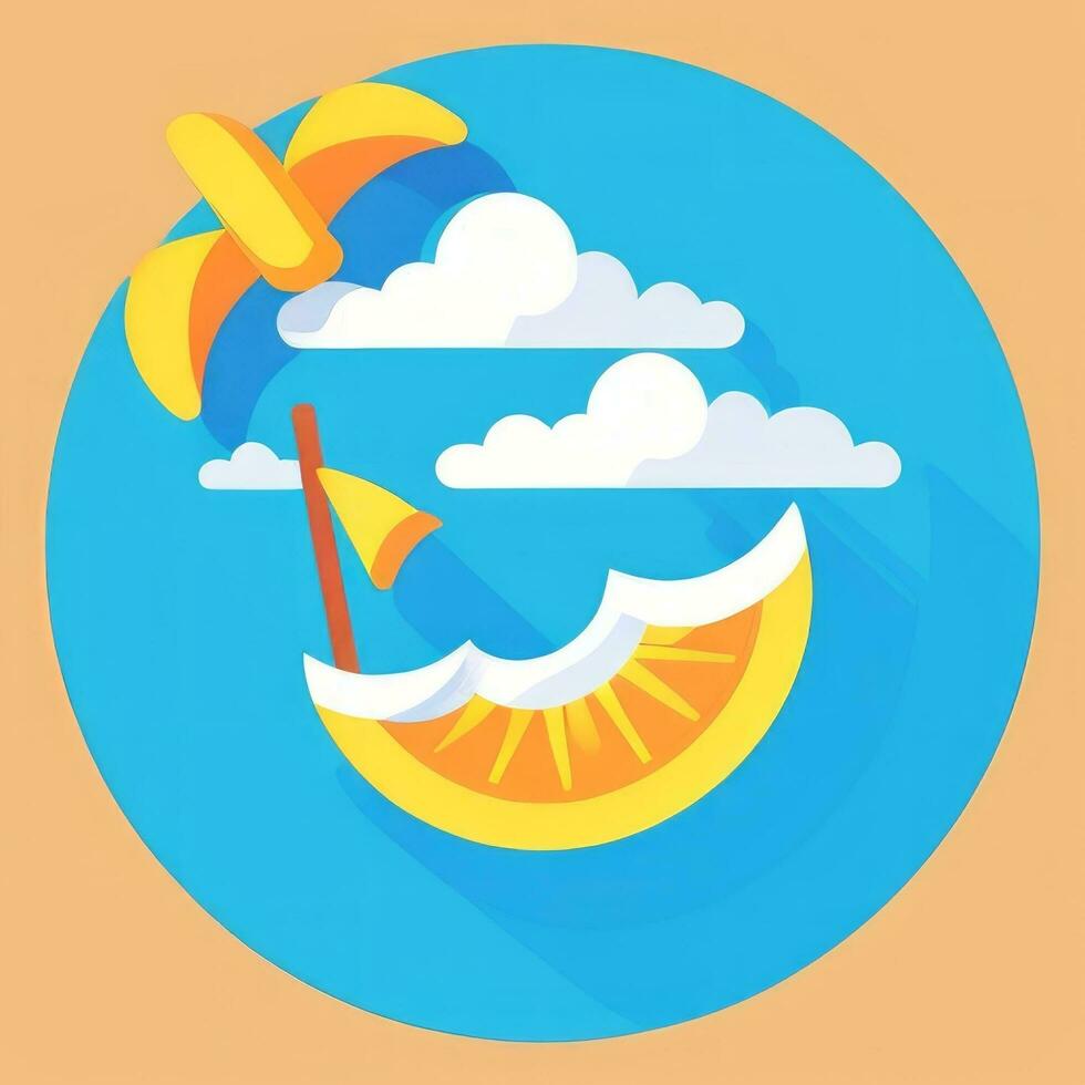 AI generated Summer Vibe Vacation Tropic Icon Clip Art Sticker Decoration Simple Background photo