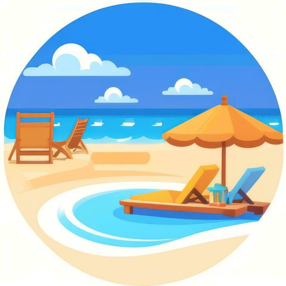 AI generated Summer Vibe Vacation Tropic Icon Clip Art Sticker Decoration Simple Background photo