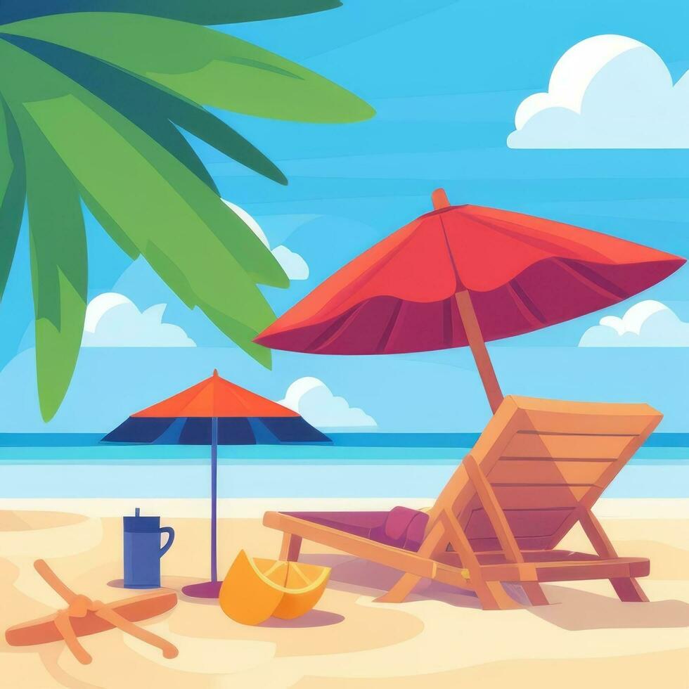 AI generated Summer Vibe Vacation Tropic Icon Clip Art Sticker Decoration Simple Background photo