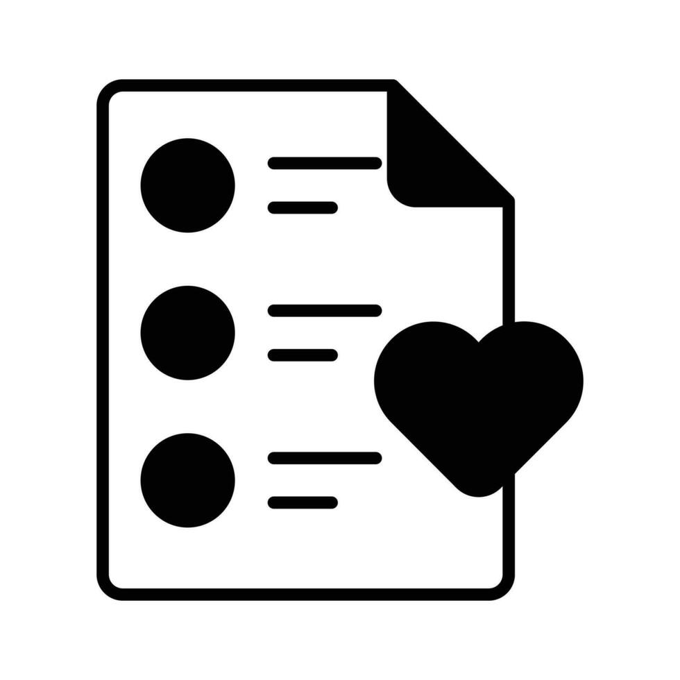 Paper with heath denoting concept icon of wishlist, ready for premium download vector