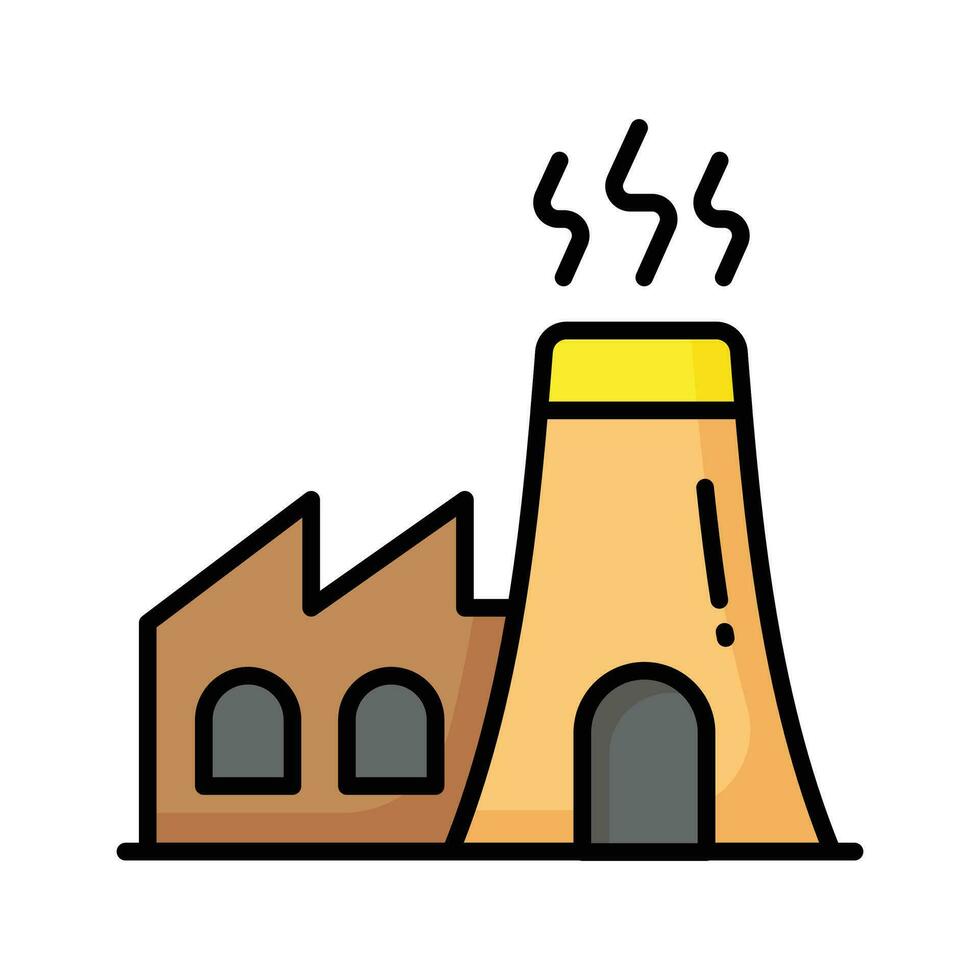 Manufacturing Plant, building with chimney showing concept icon of power plant or industry vector