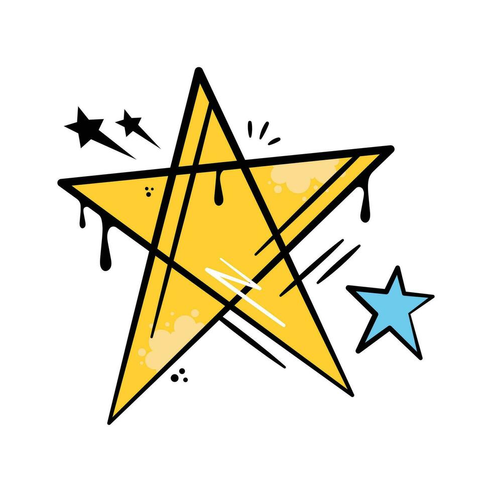 An amazing icon of hand drawn star vector in graffiti art style, ready to use