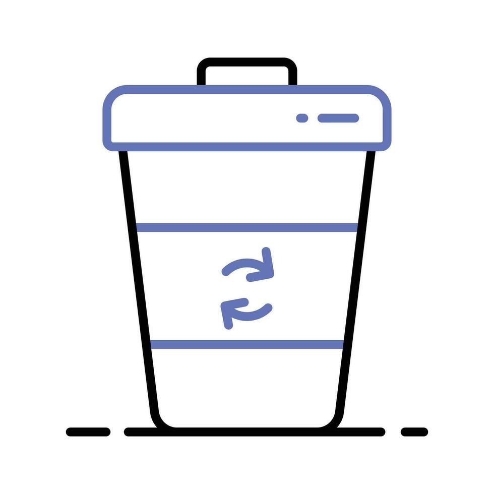 Irreversible arrows on garbage bin denoting concept icon of recycle bin vector