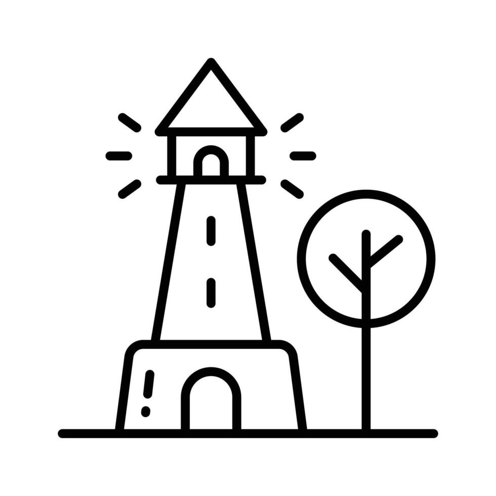 A tower containing a beacon light to warn or guide ships at sea, well designed icon of lighthouse vector