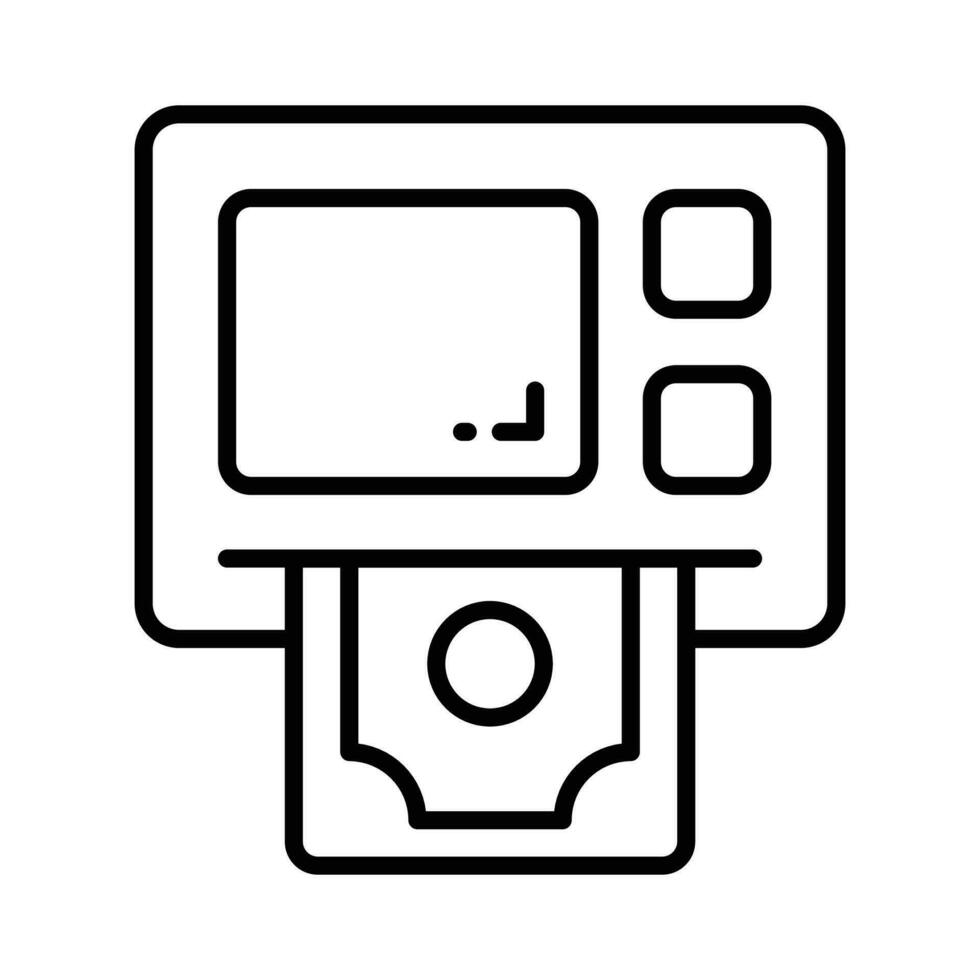 The ATM icon represents a machine that dispenses cash and allows customers to perform banking transactions. Modern icon of atm machine vector