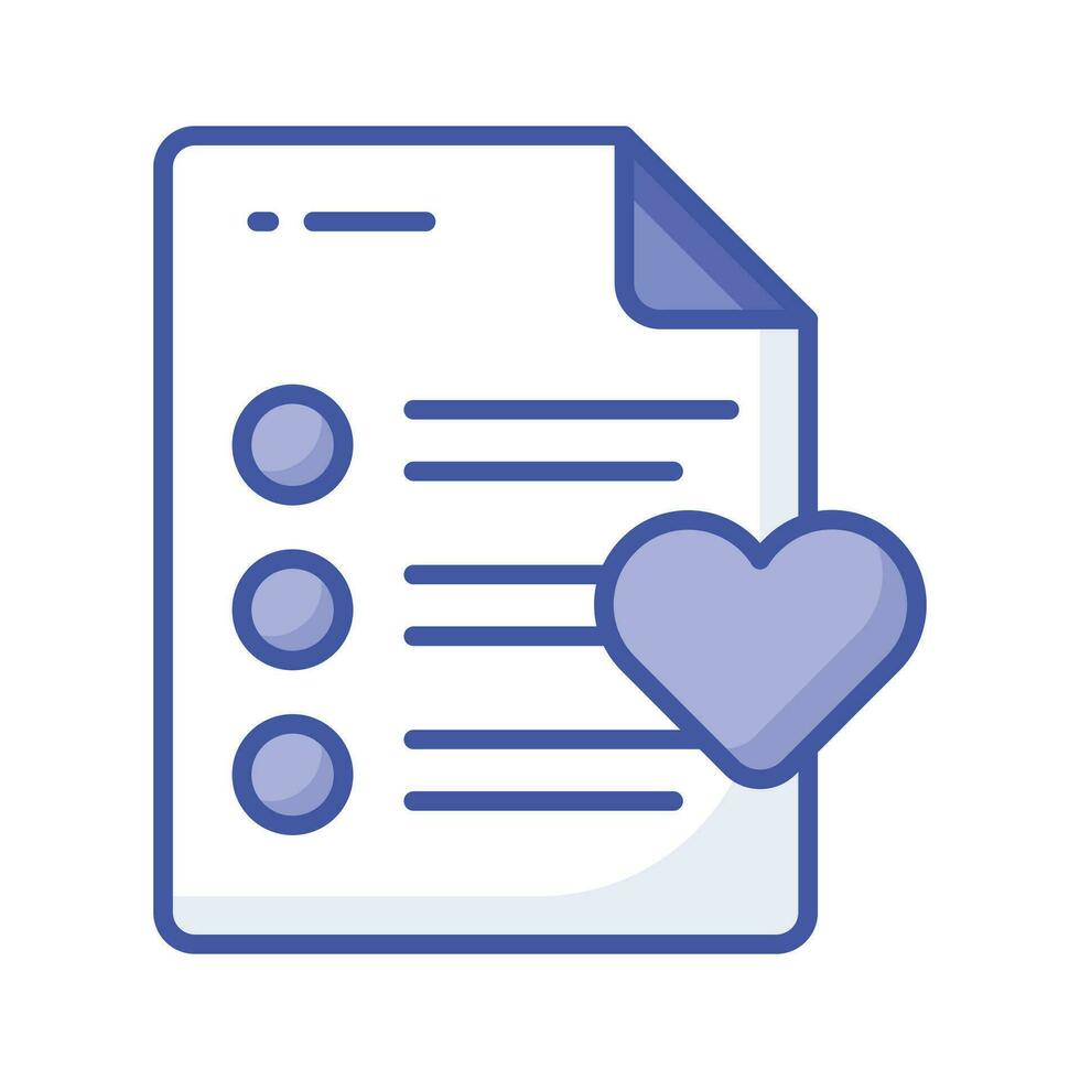 Paper with heath denoting concept icon of wishlist, ready for premium download vector