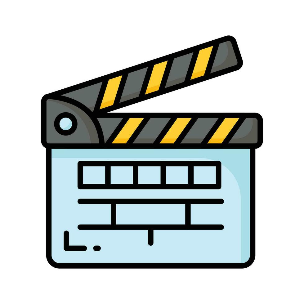 Movie clapper board, filmmaking device icon in modern style, ready to use vector