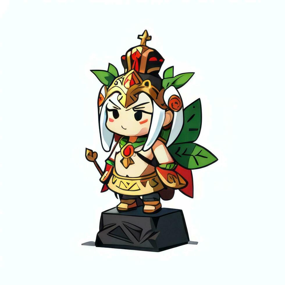 AI generated Cute Chibi Warrior Anime Avatar Gamer Icon Clip Art Sticker Decoration Simple Background photo