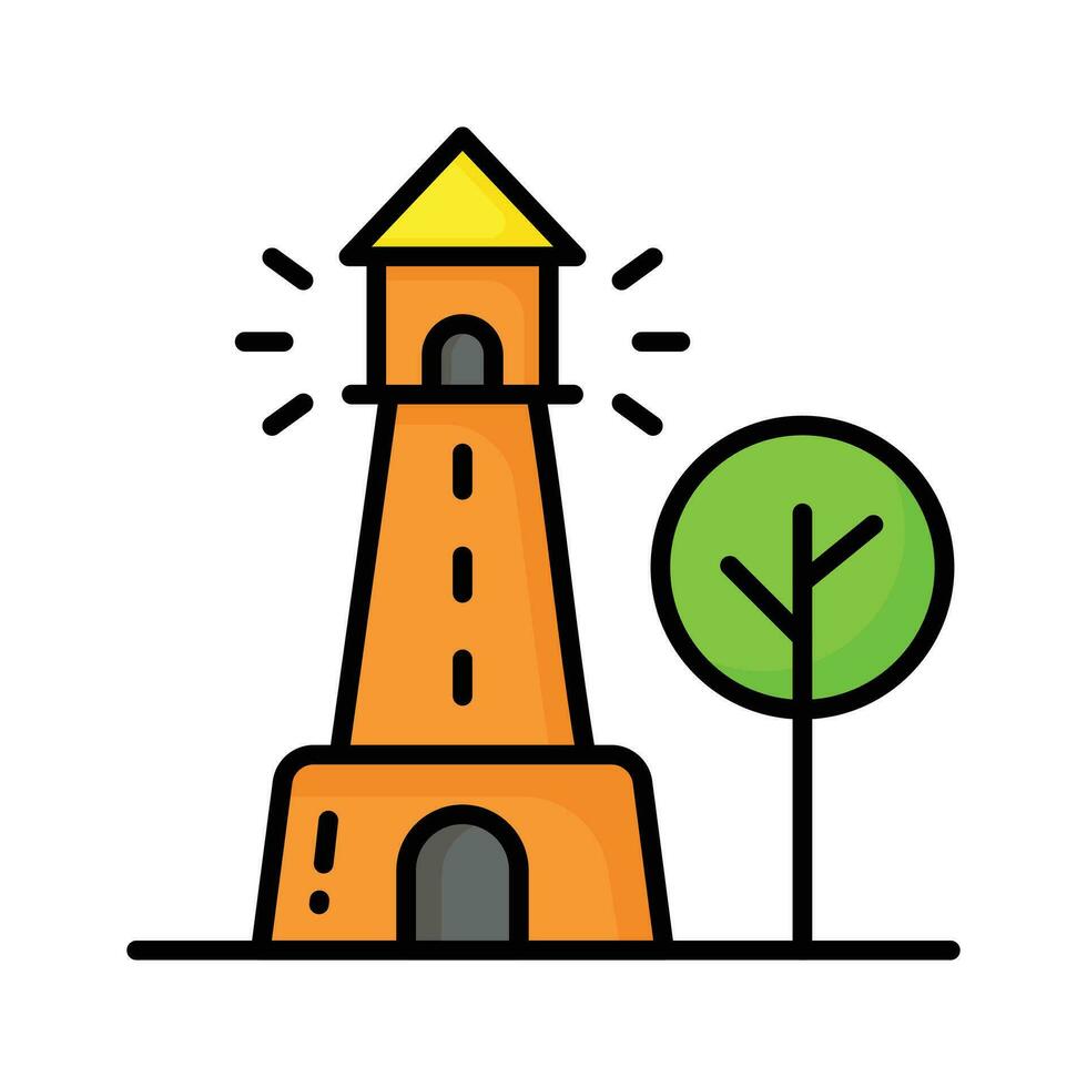 A tower containing a beacon light to warn or guide ships at sea, well designed icon of lighthouse vector